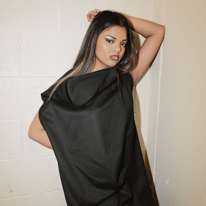 Sculpted High-Neck Mini Dress